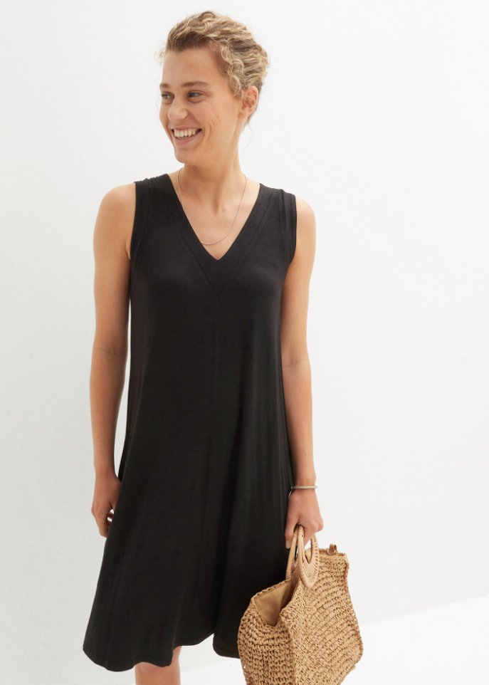 Lockeres Hängerkleid mit V-Ausschnitt