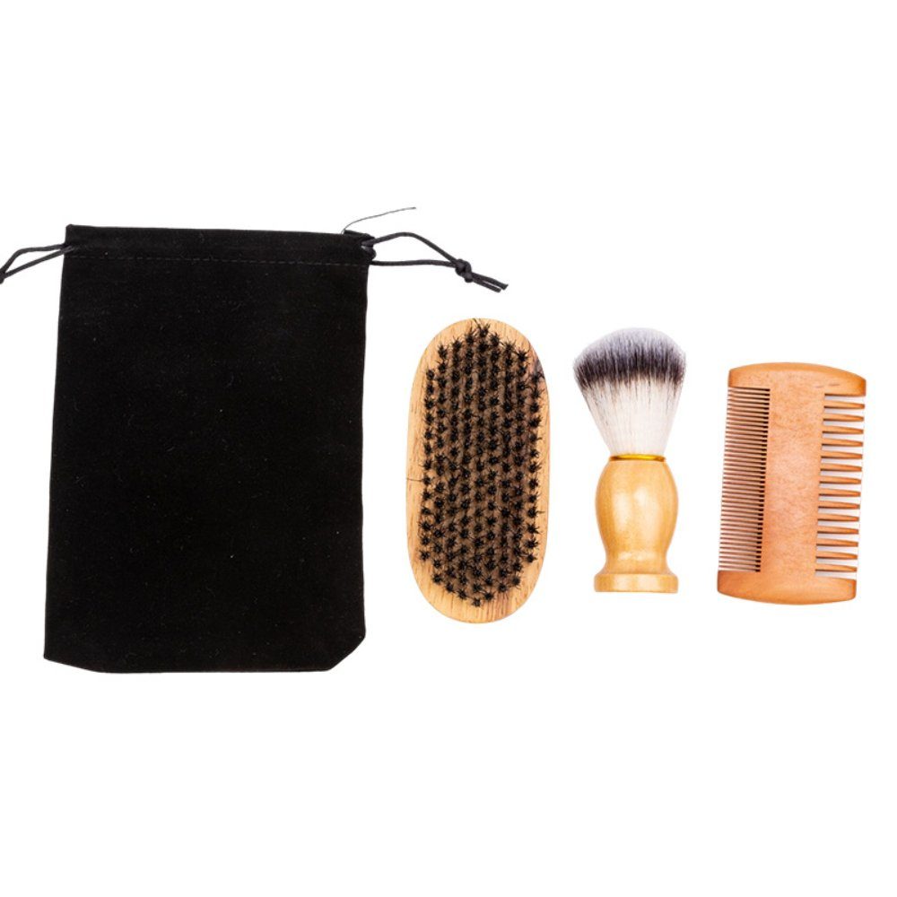 Yunnker Bartpflege-Set Bartkamm & Bartbürste Set Für Männer, 5-tlg., Bartbürste mit Wildschweinborsten und Comb Set