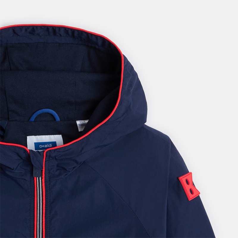 Coupe-vent déperlant à capuche bleu garçon