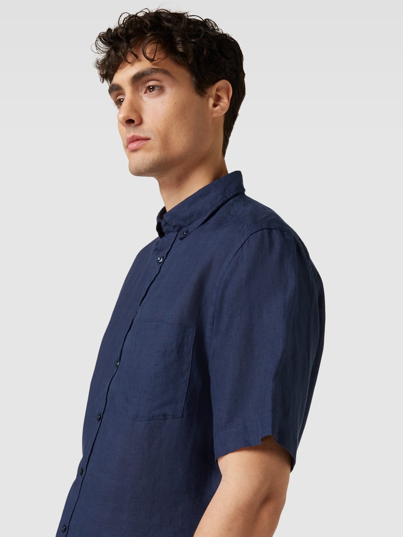 Freizeithemd mit Button-Down-Kragen in dunkelblau