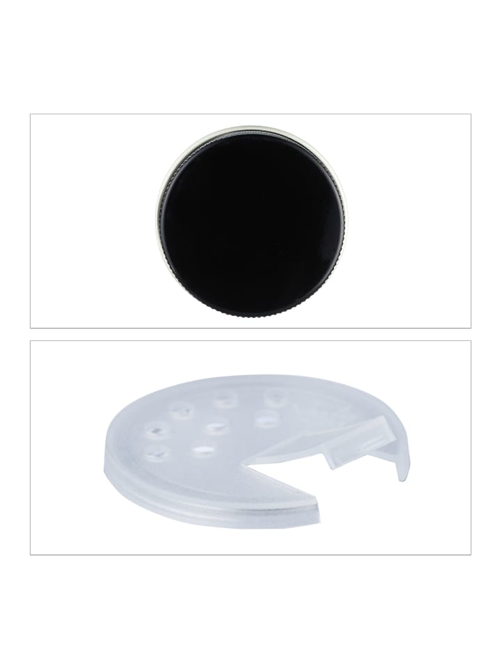 relaxdays 12 x Gewürzgläser in Transparent/ Schwarz günstig kaufen onesize