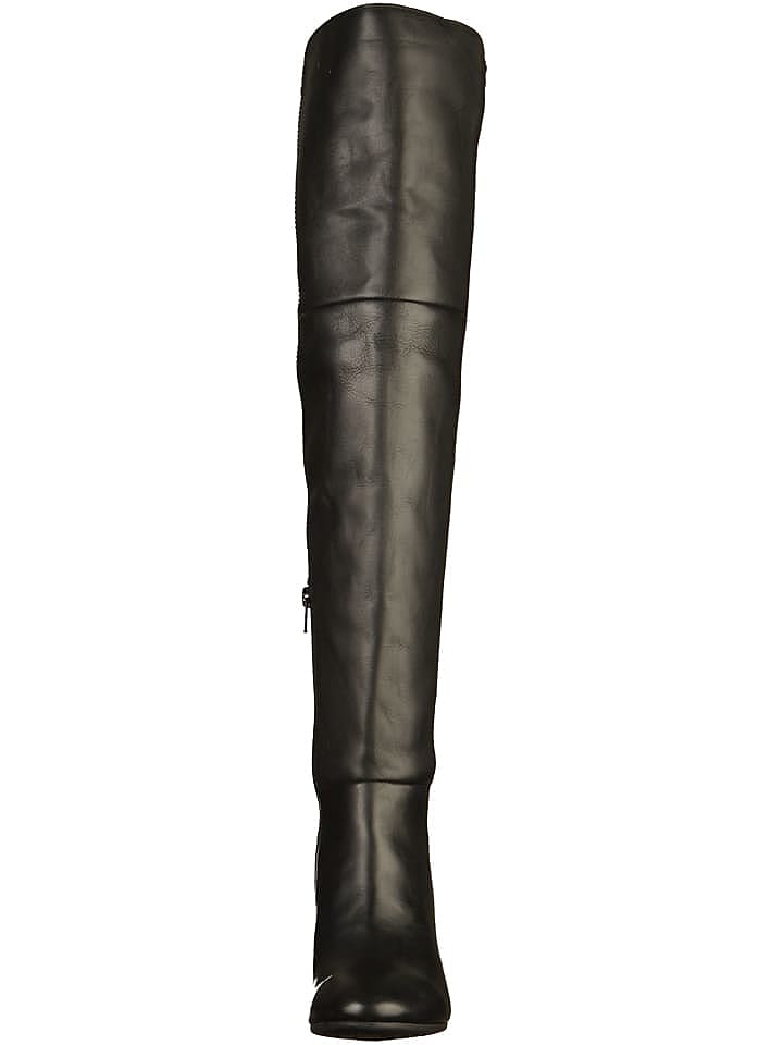 Bugatti Leder-Overknee-Stiefel in Schwarz günstig kaufen 40