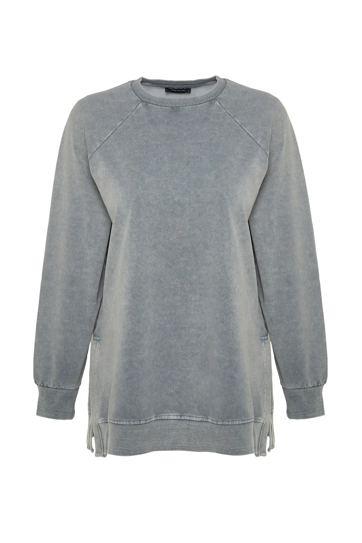 Trendyol Modest  Grau gewaschenes Strick-Sweatshirt TCTSS23TW00062
