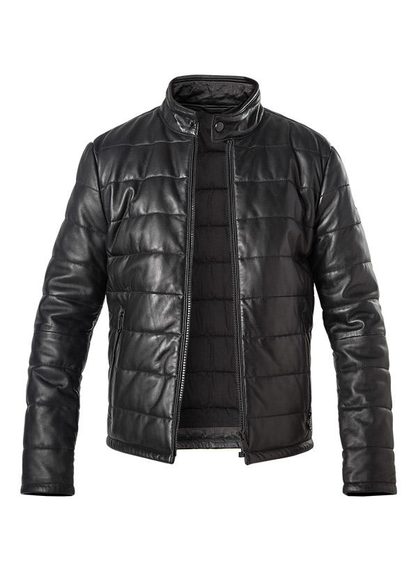 JOOP!, Lederjacke Stepo, Lammnappa wattiert, schwarz