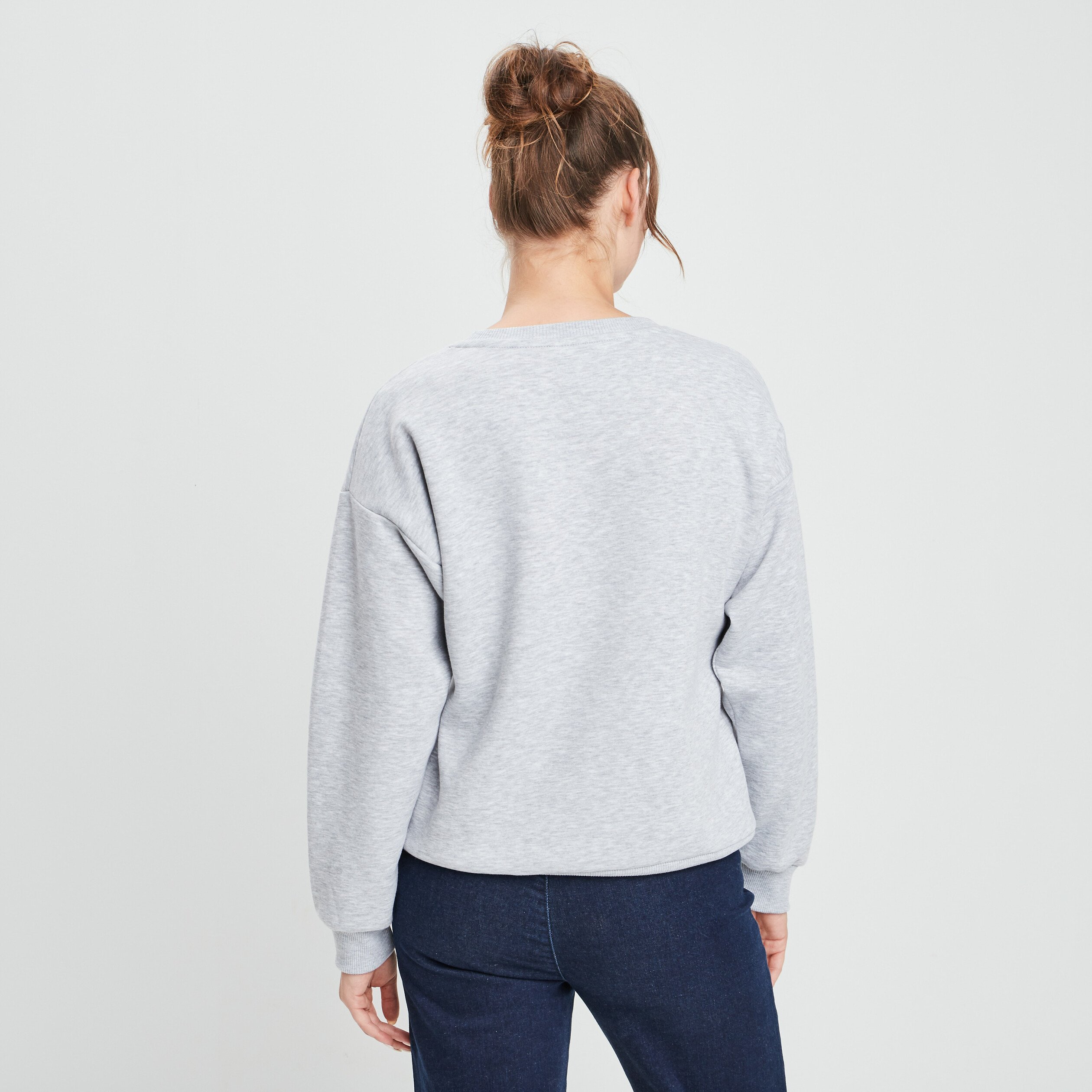 Sweat à col rond Mickey gris clair femme | La Halle