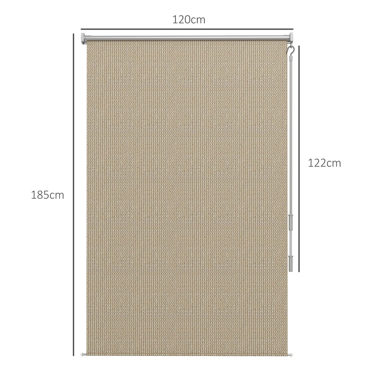 Outsunny Senkrechtmarkise Balkonrollo, 120x185cm Außenrollo für Pavillon, Beige