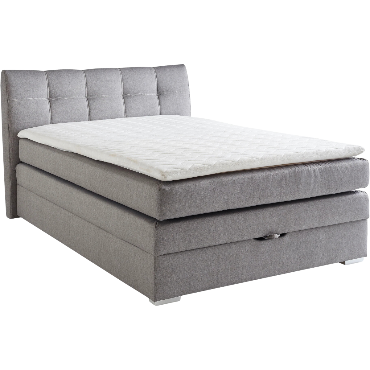Boxspringbett Amelie mit Bettkasten Stoff Grau 140 x 200 cm