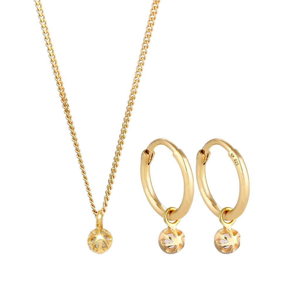 Elli PREMIUM Elli PREMIUM Ensemble de Bijoux Pendentif Créole Femme Minimal Elégant avec Quart Bijoux