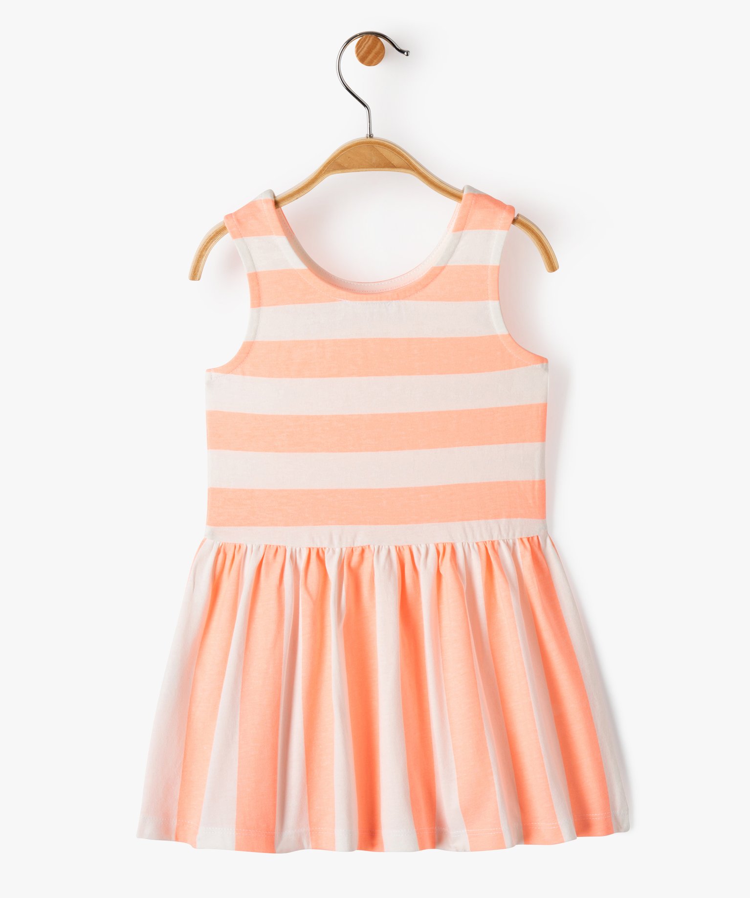 Robe bébé fille à rayures à bretelles rose | GEMO