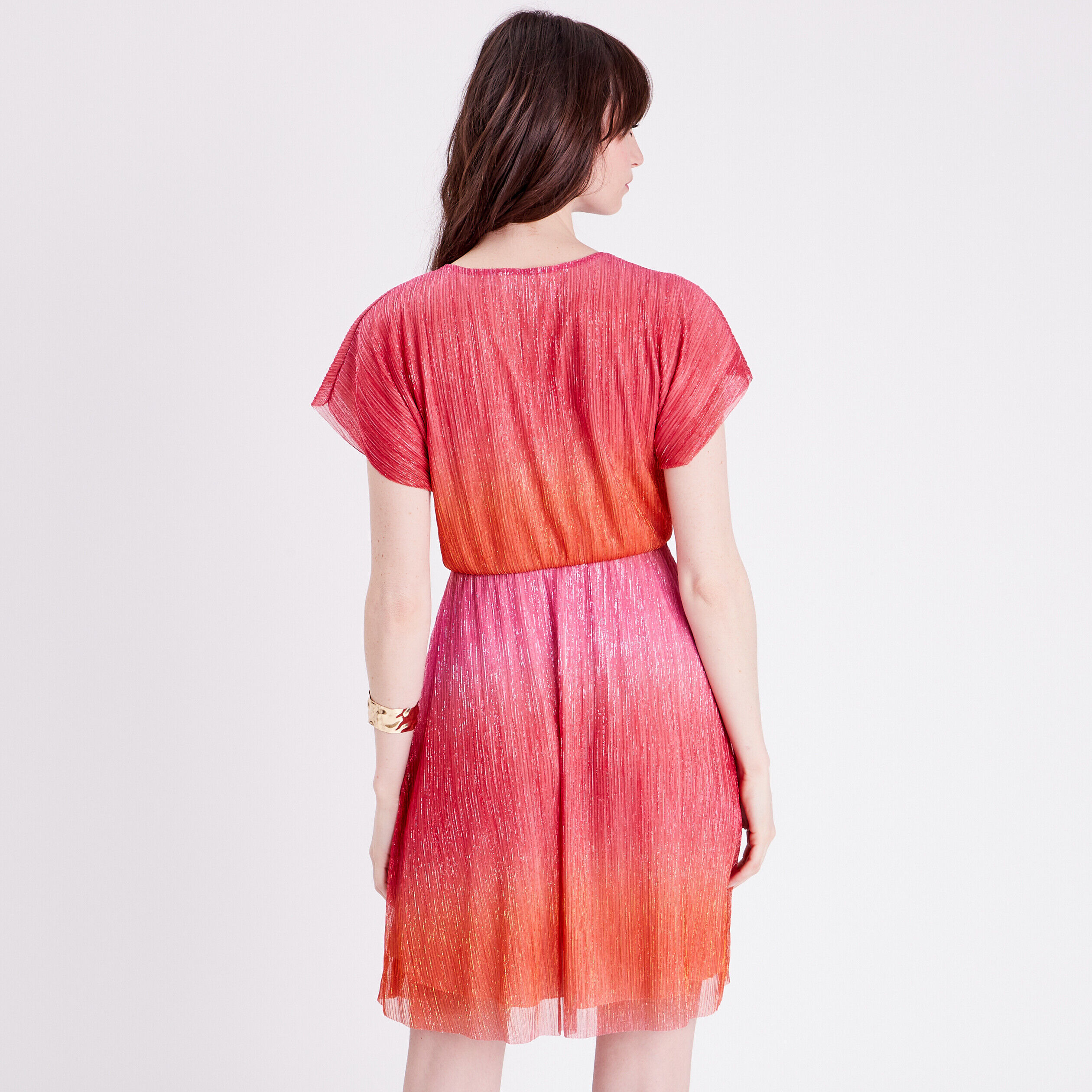 Robe évasée fils métallisés rose femme | Cache Cache