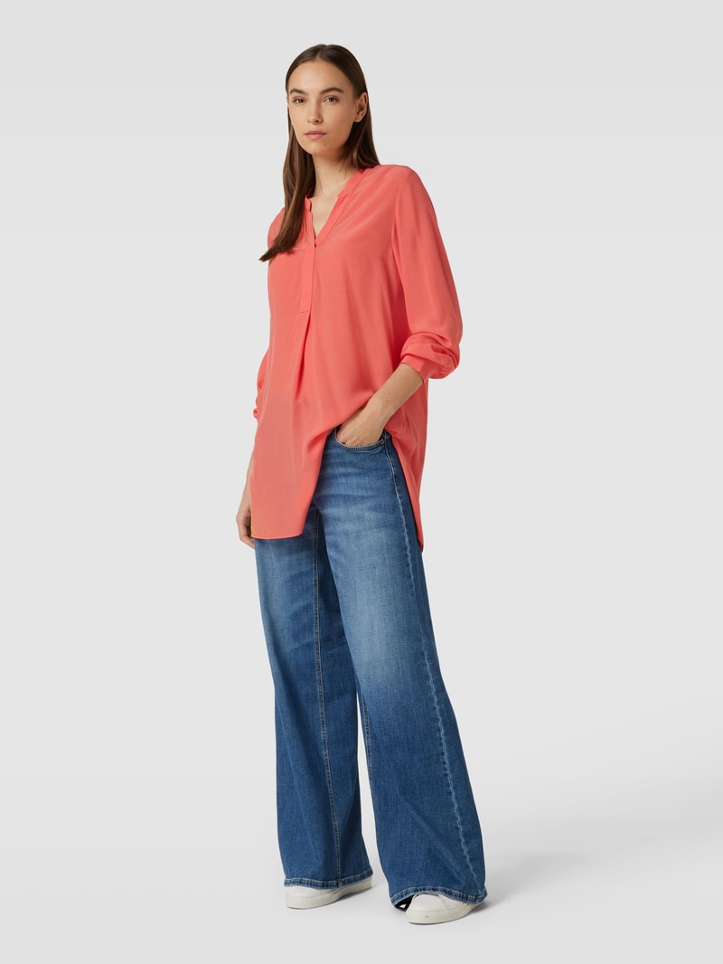 Bluse mit Tunikakragen Modell 'Facura' in koralle