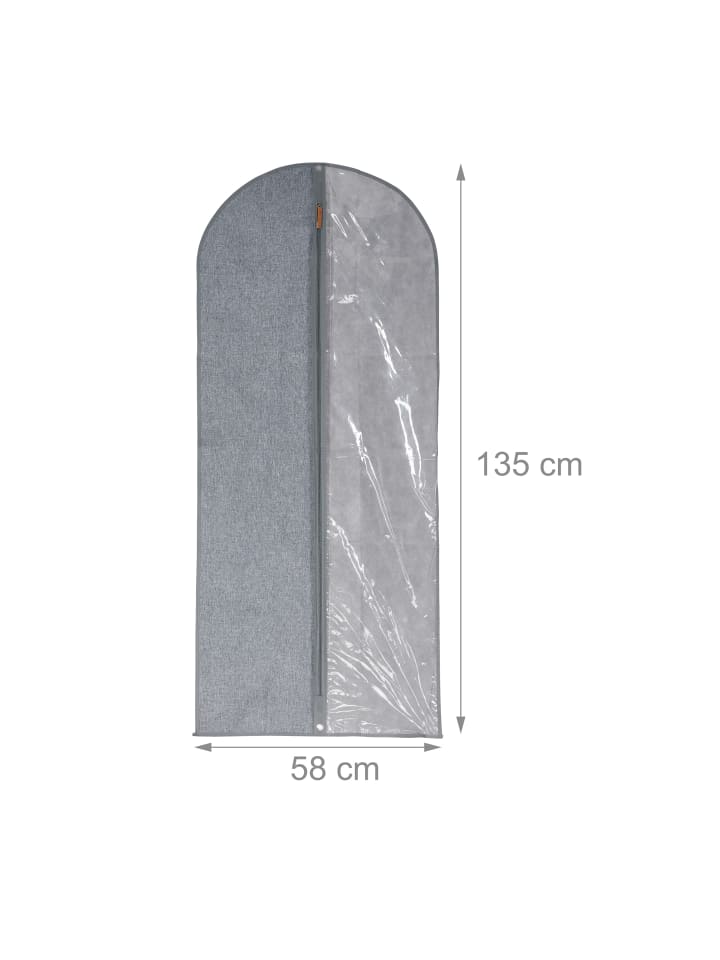 relaxdays 3 x Kleidersack in Grau/ Transparent - (B)58 x (H)135 cm günstig kaufen onesize