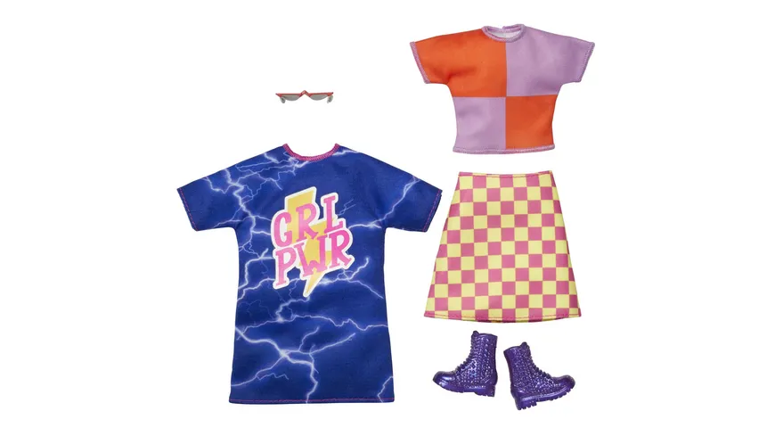 Barbie Moden 2 Outfits und 2 Accessoires für die Barbie Puppe, 1 Stück, sortiert