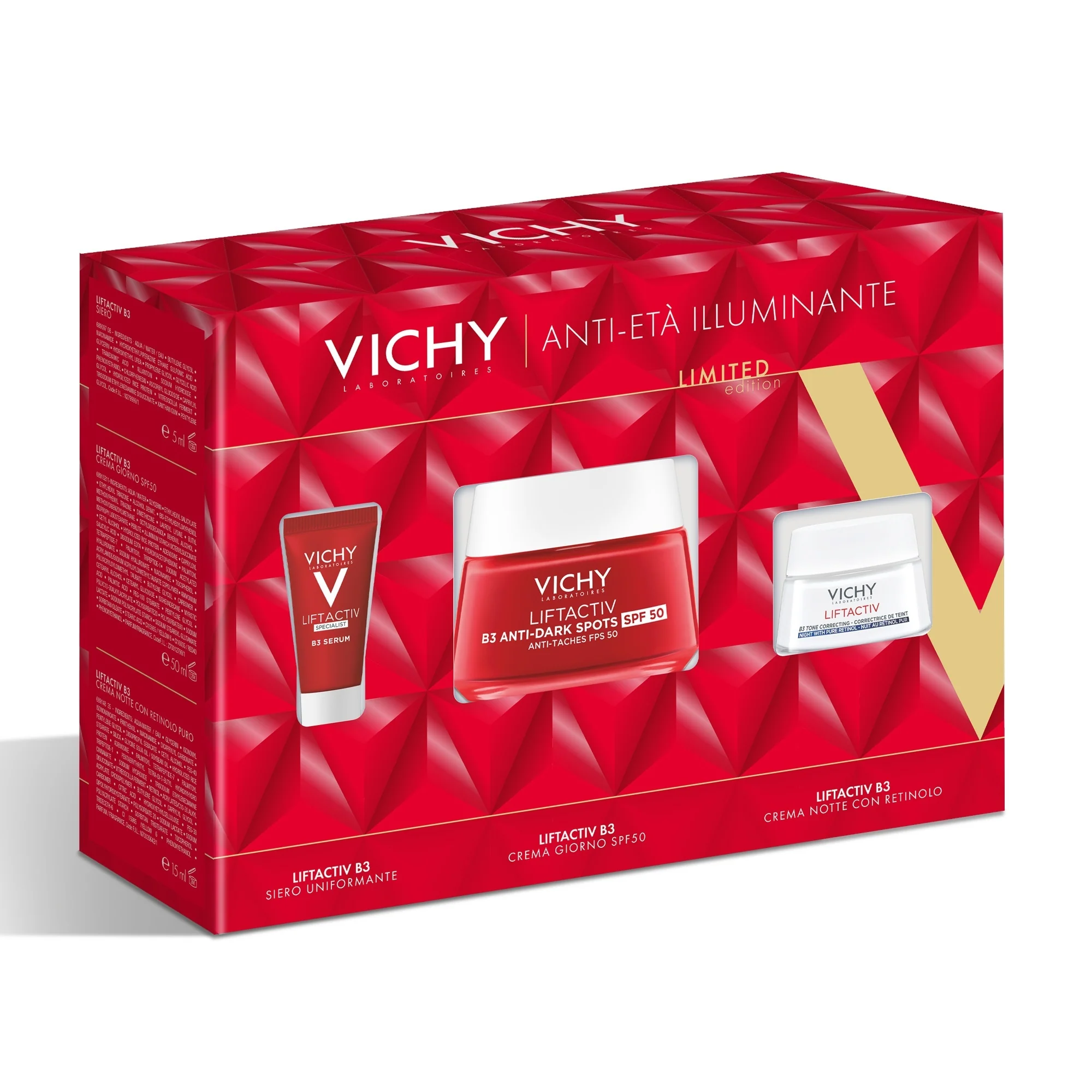 Liftactiv Liftactiv B3 Set protiv nepravilnosti Serum + Dnevna krema SPF50 + Noćna krema - Set protiv nepravilnosti, Posvjetljujući set, 24-satni tretman lica protiv nepravilnosti