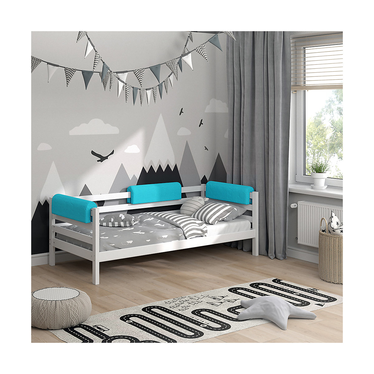 Bettkantenschutz Bettumrandung Kinderbett Kantenschutz türkis Babybett