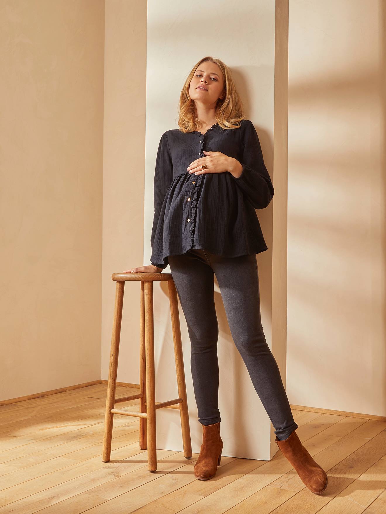 Super skinny de grossesse effet jean denim clair
