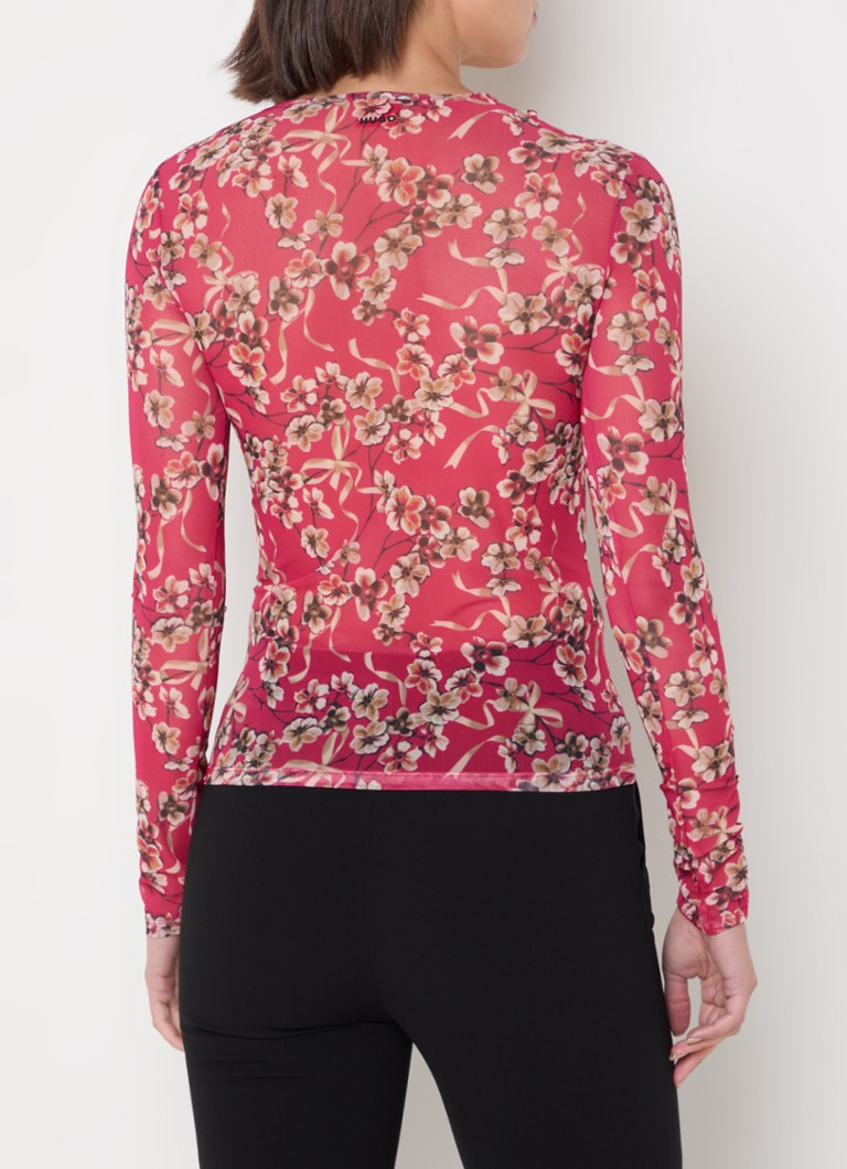 HUGO BOSS Damecia semi-transparent mesh top with cut-out detail