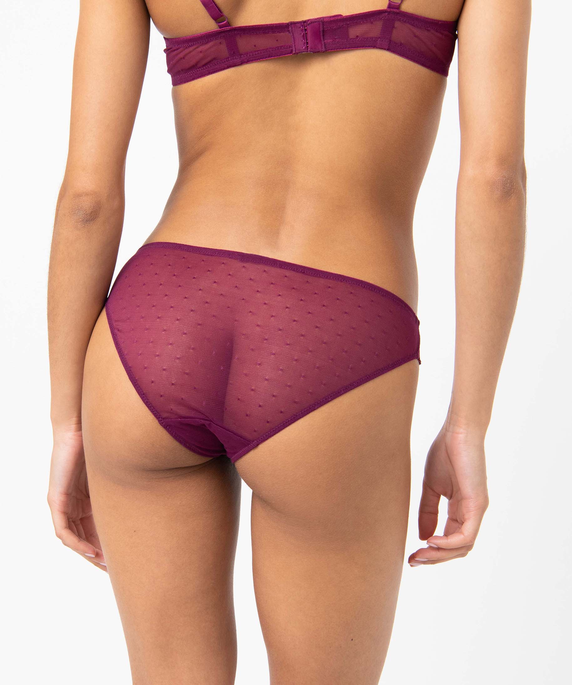 Culotte en dentelle et tulle femme (lot de 2) violet | GEMO