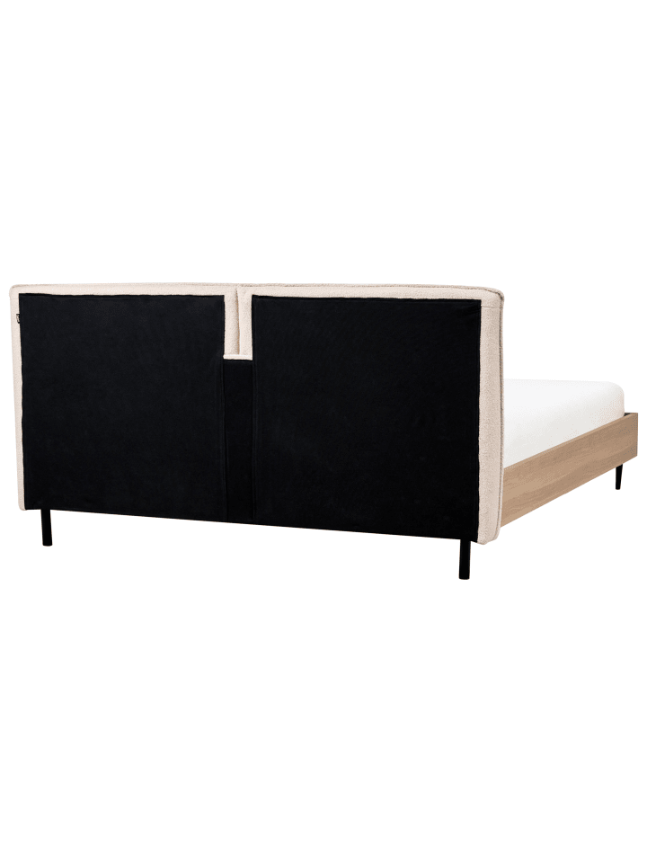 Beliani Doppelbett LIMANTON in Beige/Heller Holzfarbton/Schwarz günstig kaufen onesize