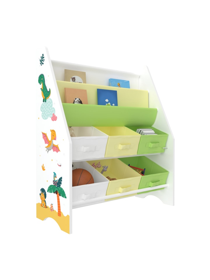 en.casa Kinderregal Ponteceso in Gelb Grün (H)74cm (B)62cm (T)26.5cm günstig kaufen onesize