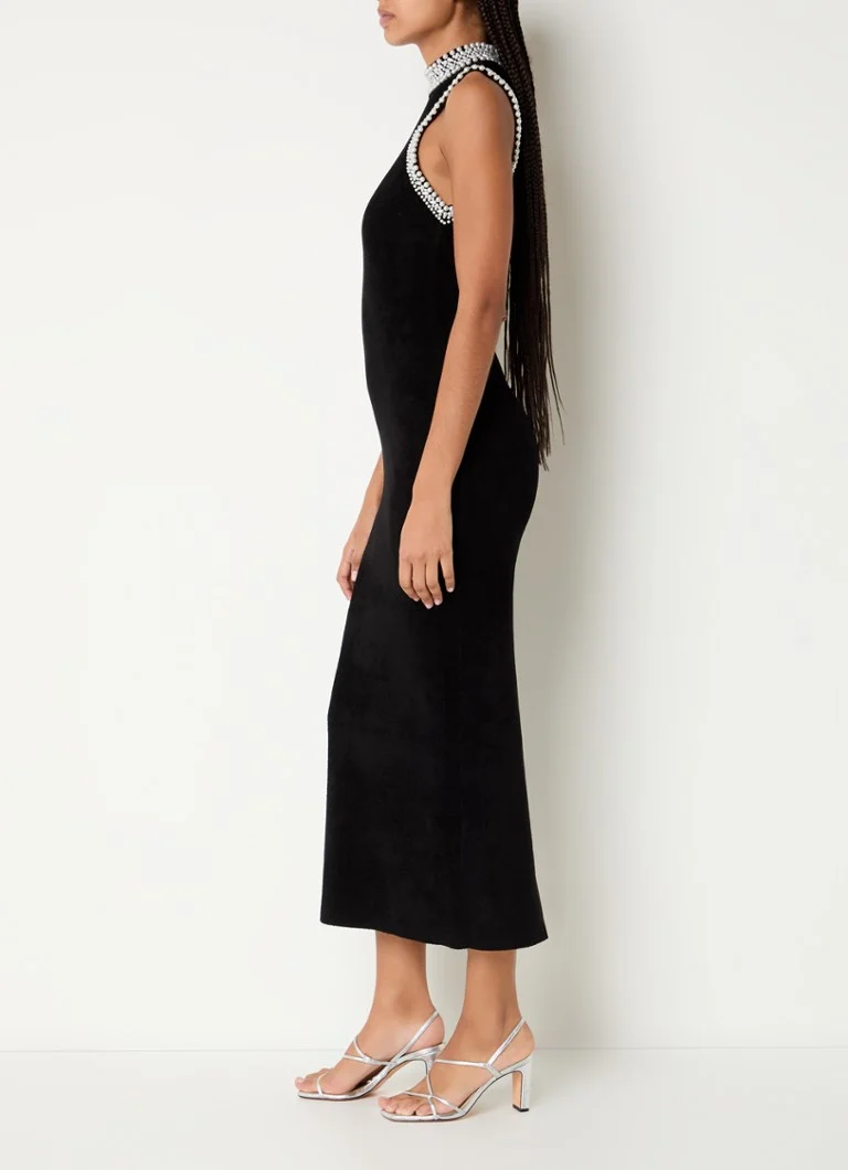 Robe midi Sandro ornée de strass et fendue