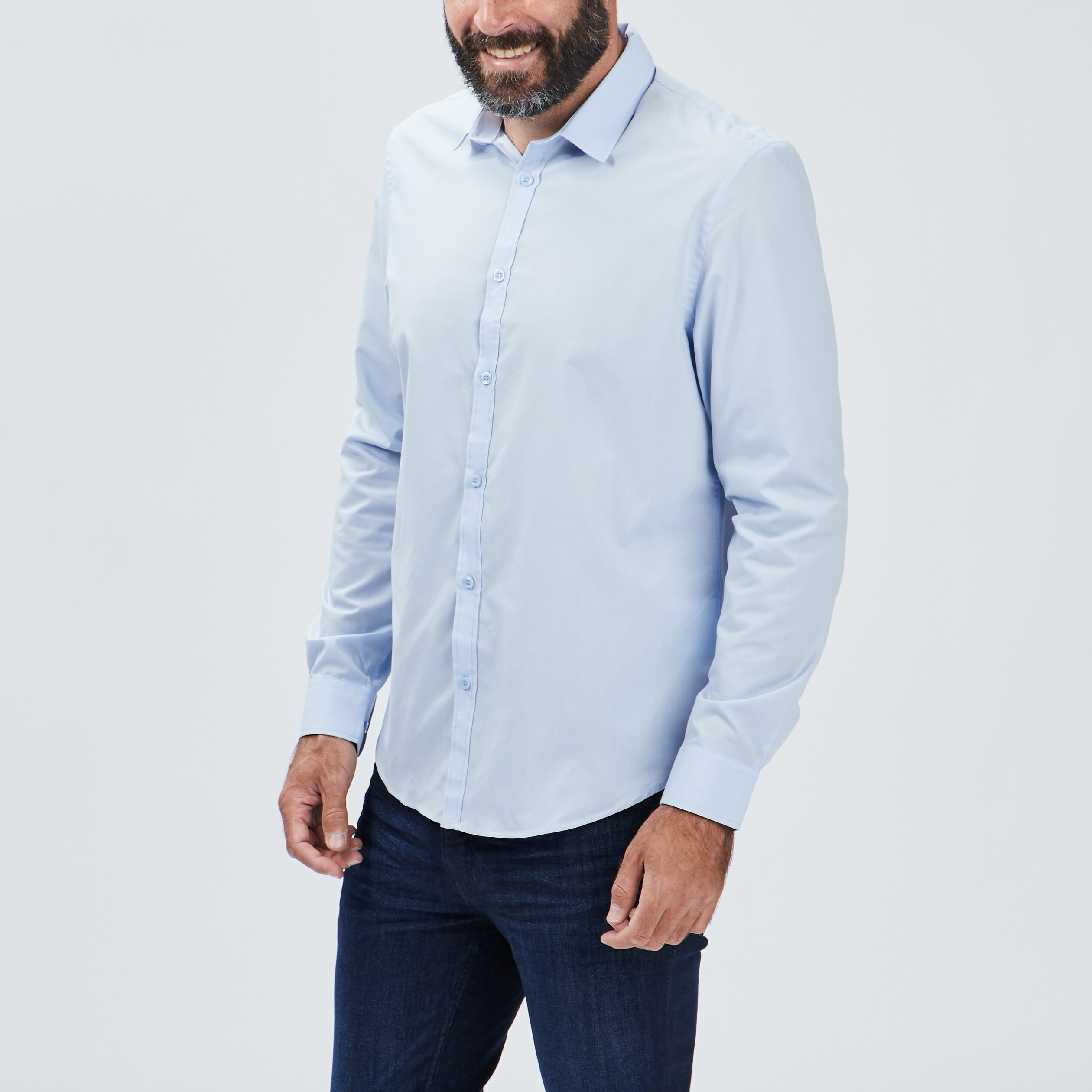 Chemise manches longues Studio bleu ciel homme | La Halle