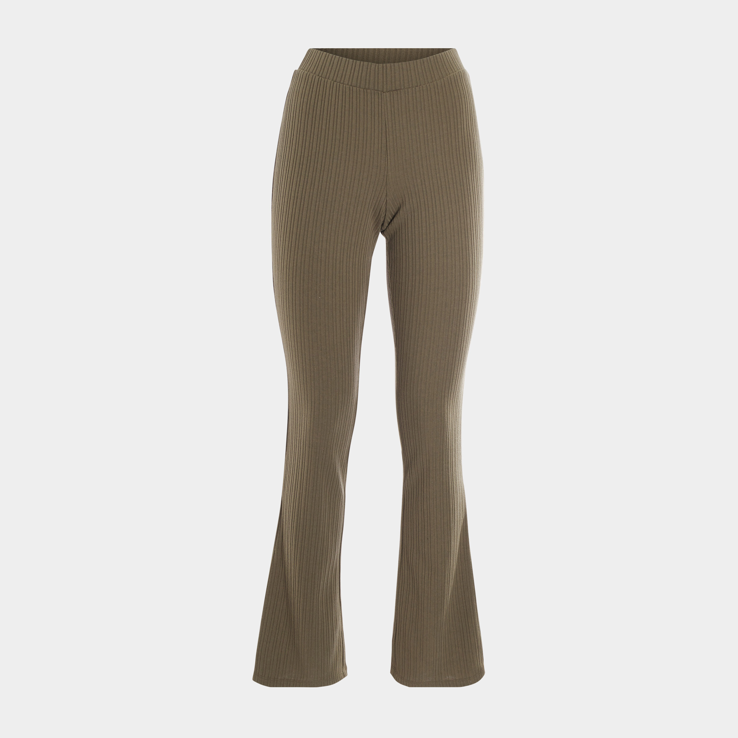 Pantalon flare côtelé vert kaki femme | La Halle
