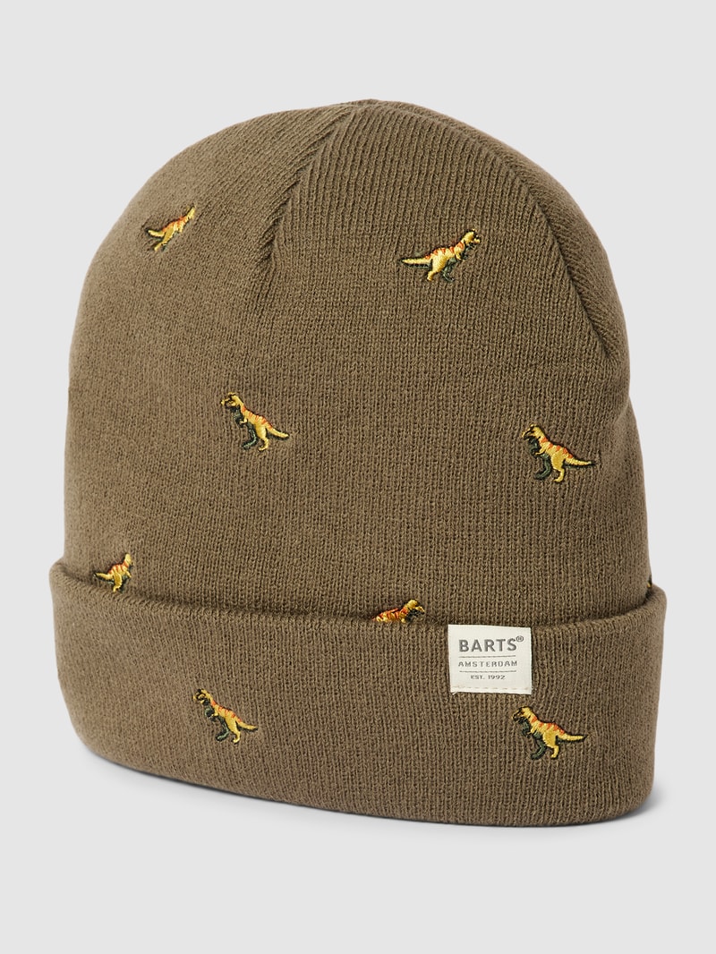 Beanie mit Motiv-Stitchings Modell 'Vinson' in khaki