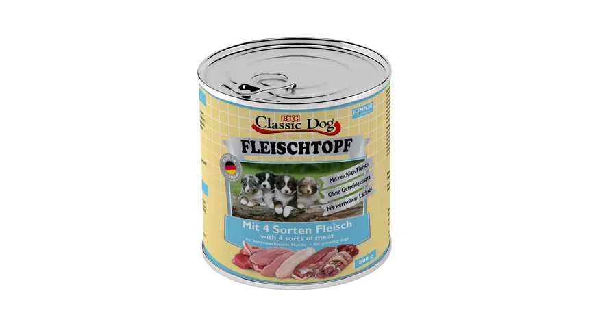 Classic Dog Hundenassfutter Dose Fleischtopf Junior 4 Sorten 800 g