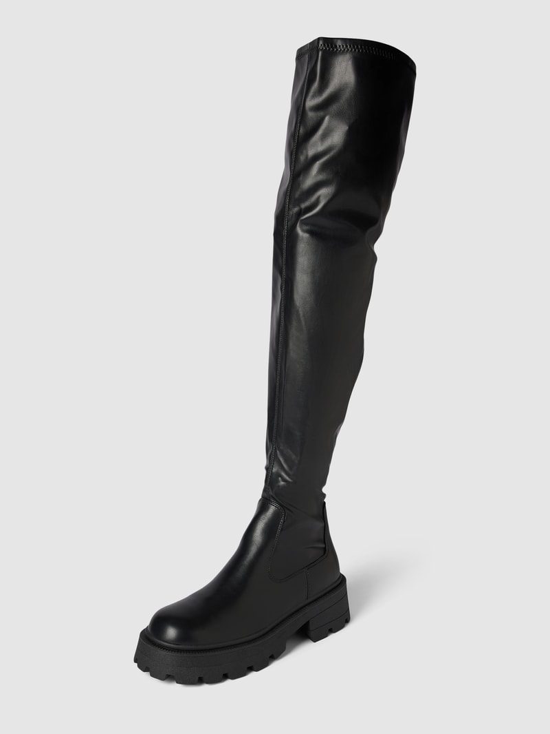 Overknees in Leder-Optik Modell 'BANYU' in schwarz