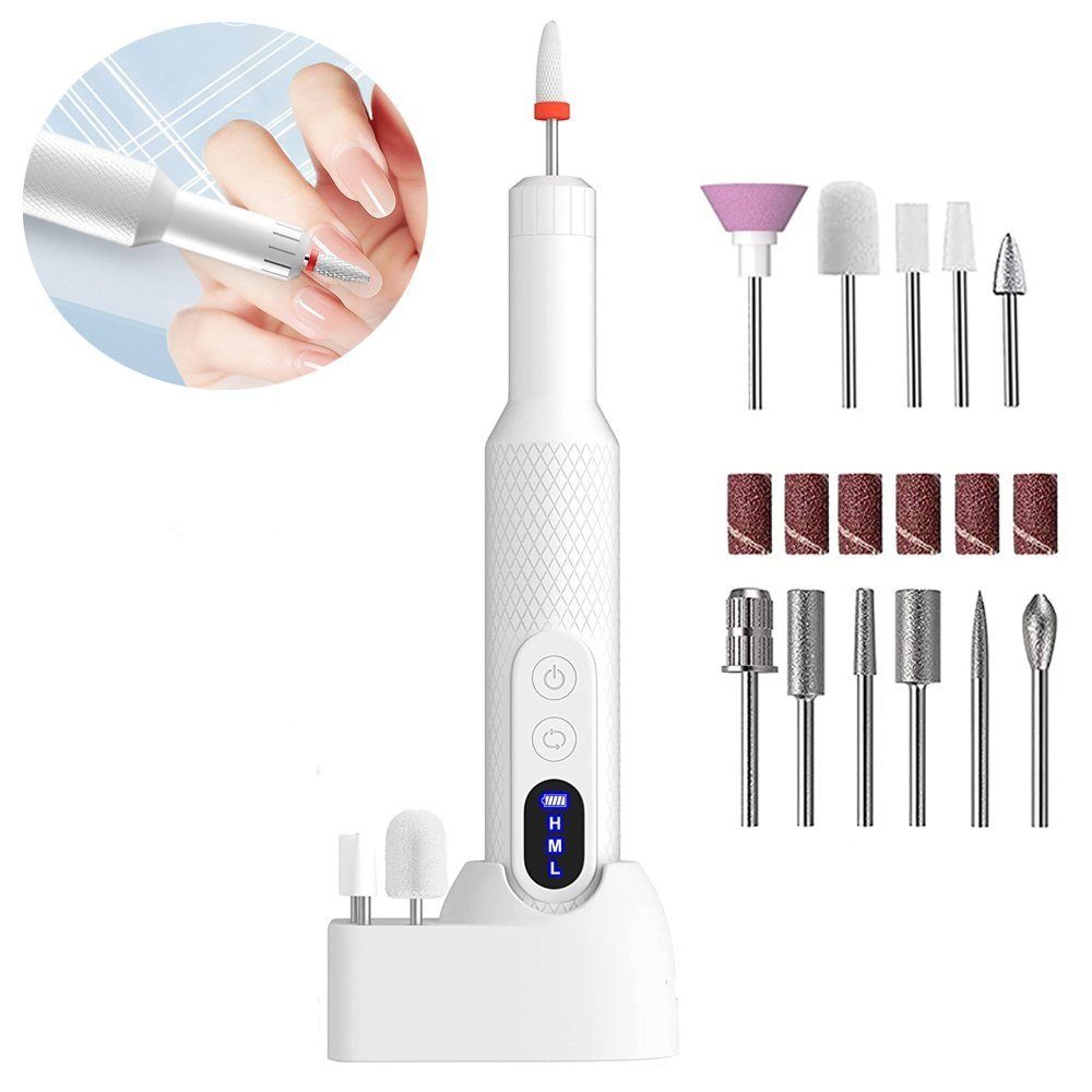 Mutoy Maniküre-Pediküre-Set Maniküre-Pediküre-Set,Elektrische Nagelfeile, 12 Aufsätze zur Nagelpflege,2 Arten der Aufladung,18000U/min, 3 Geschwindigkeitsstufen,mit LED Anzeige,für GelnägelAcrylnagel