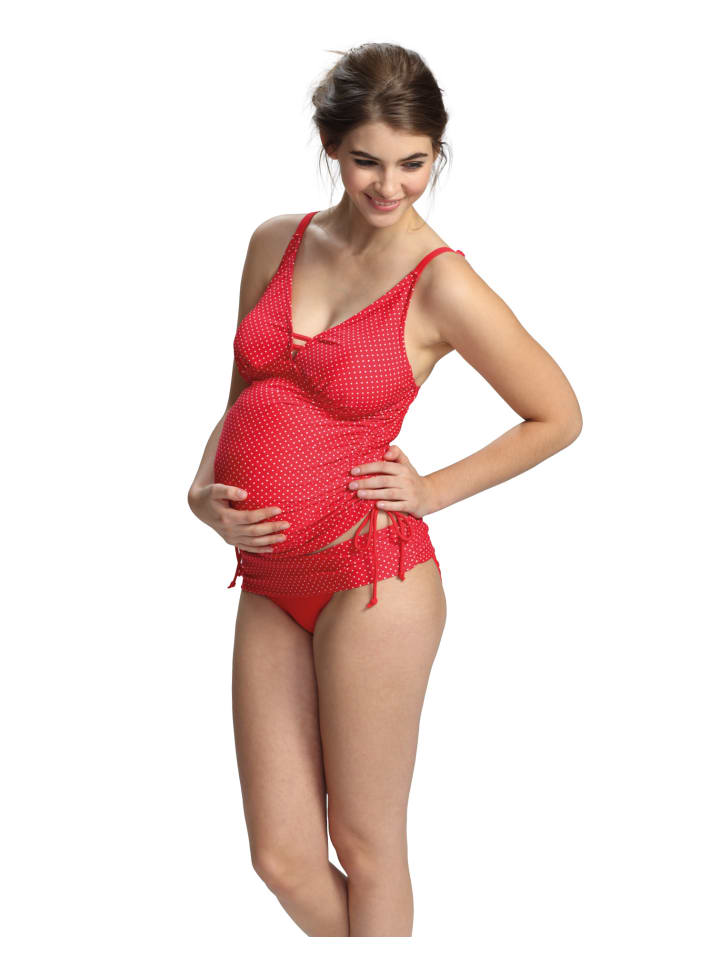 petit amour Umstandstankini Ava Rot mit weißen Pünktchen Bademode schwanger günstig kaufen
