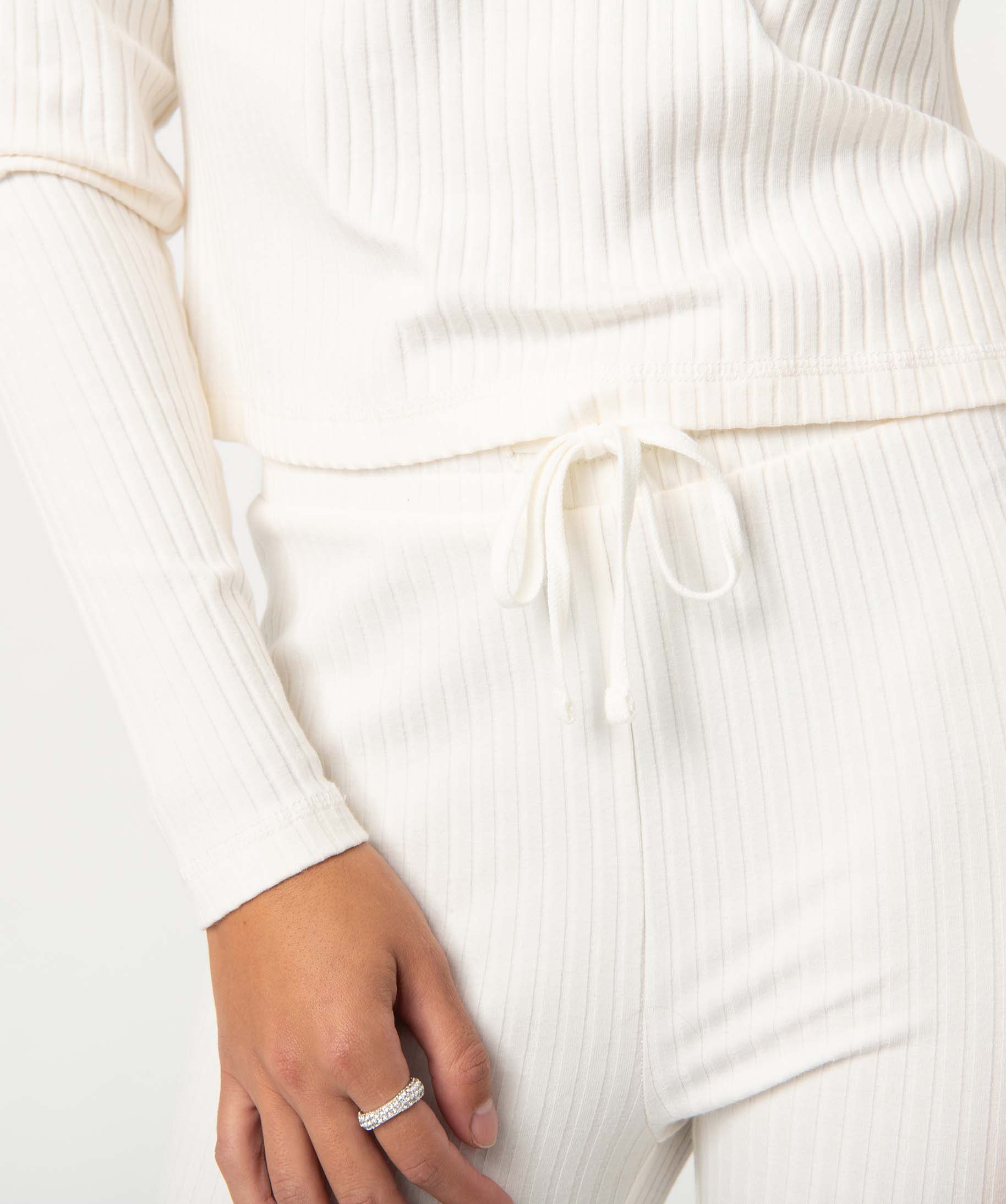 Legging femme en maille à grosses ctes ecru | GEMO
