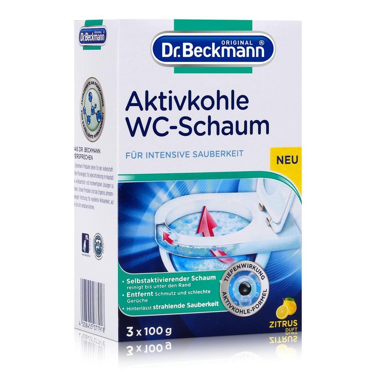 Dr. Beckmann Dr. Beckmann Aktivkohle WC-Schaum 3x100g - Selbstaktivierender Schaum WC-Reiniger
