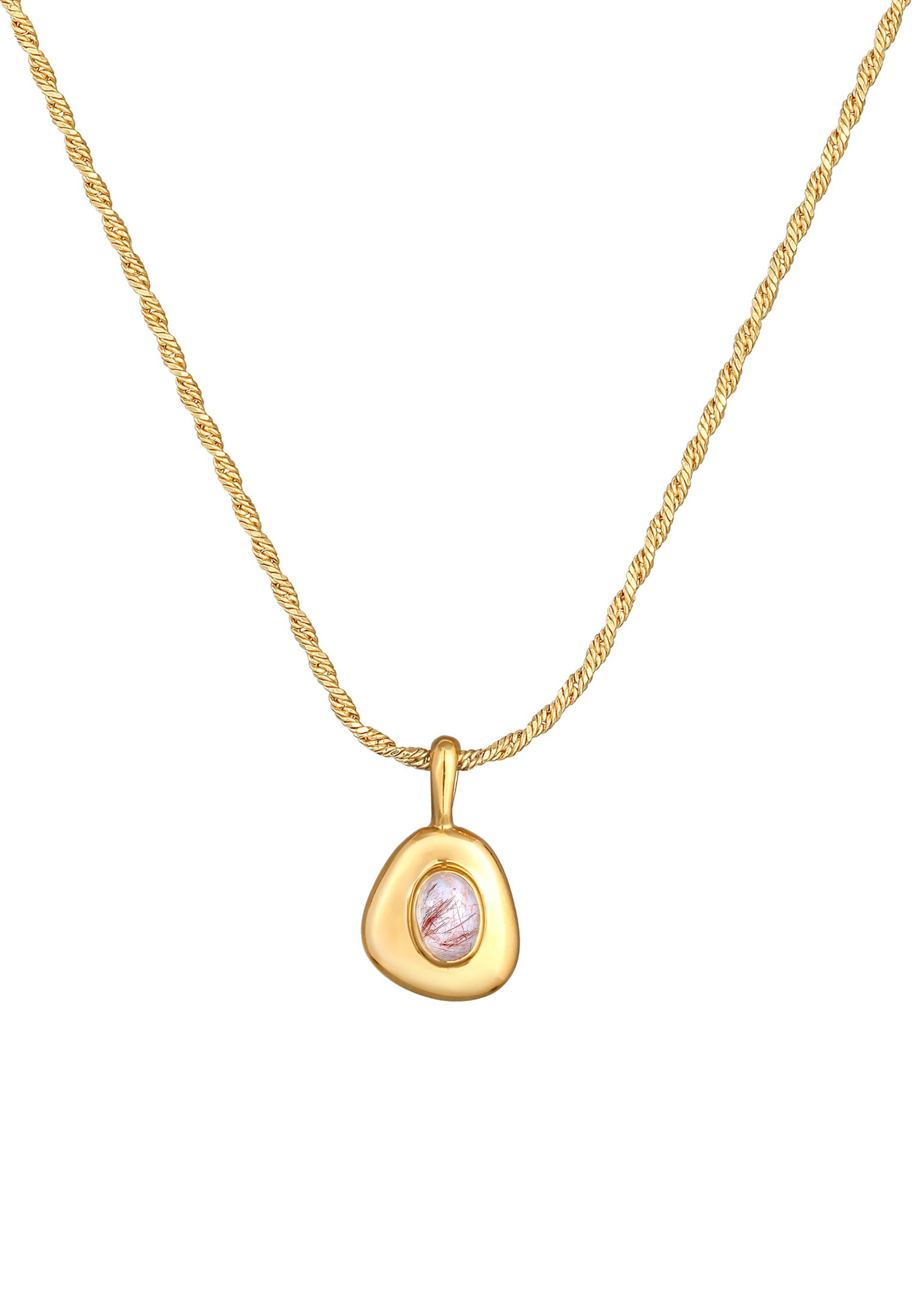 Elegante ciondolo da donna Elli PREMIUM con pietra di quarzo in argento sterling 925 placcato oro.