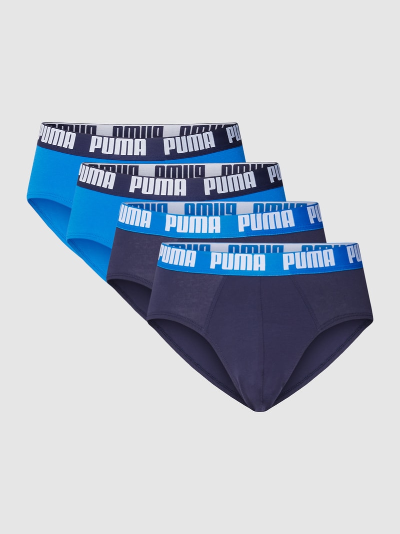 Slip mit elastischem Logo-Bund im 4er-Pack in royalblau