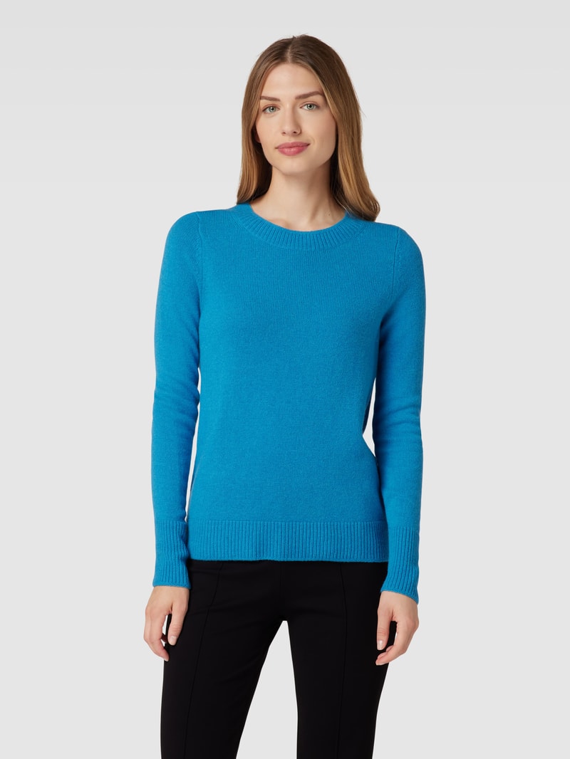 Strickpullover mit Rundhalsausschnitt in blau