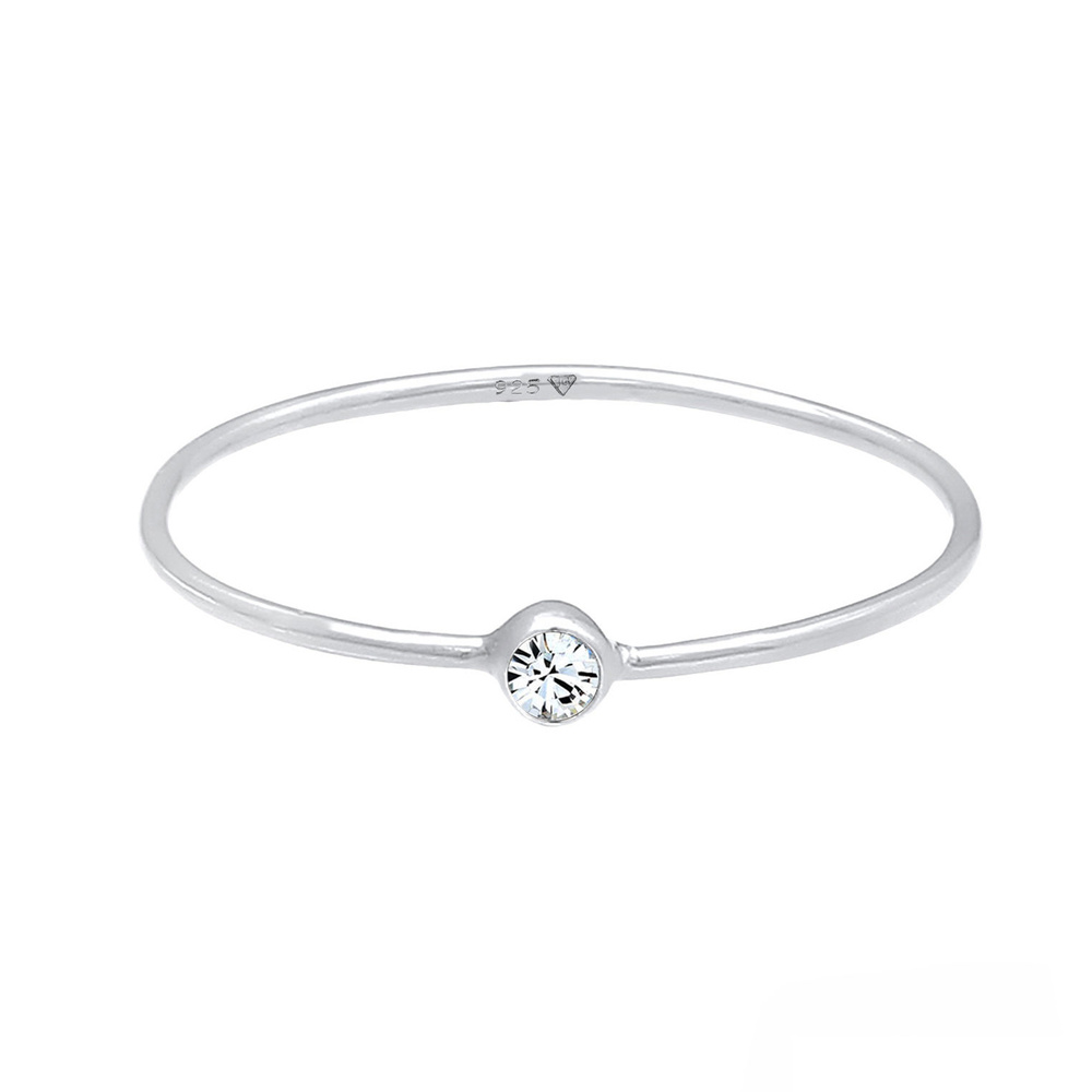 Elli Elli Bague Femmes Solitaire avec Cristal en Argent Sterling 925 Bague