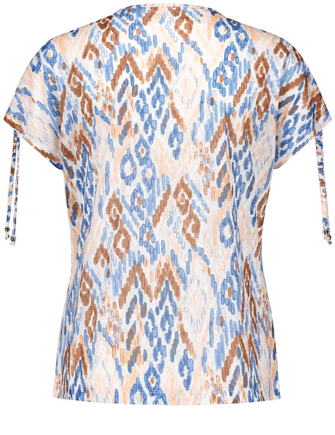 Gemustertes Kurzarmshirt mit Raffung