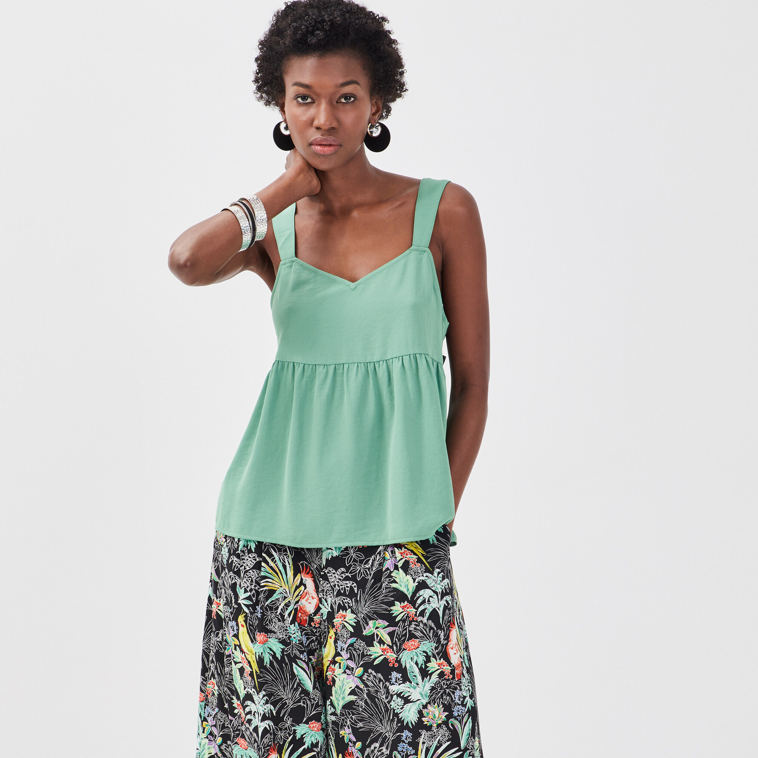 Blouse bretelles larges vert clair femme | Cache Cache