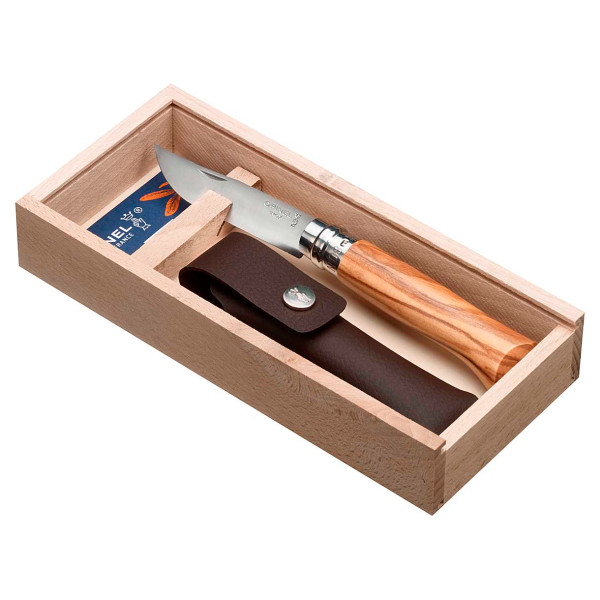 Opinel - No 08 Geschenkset Olive mit Etui - Messer