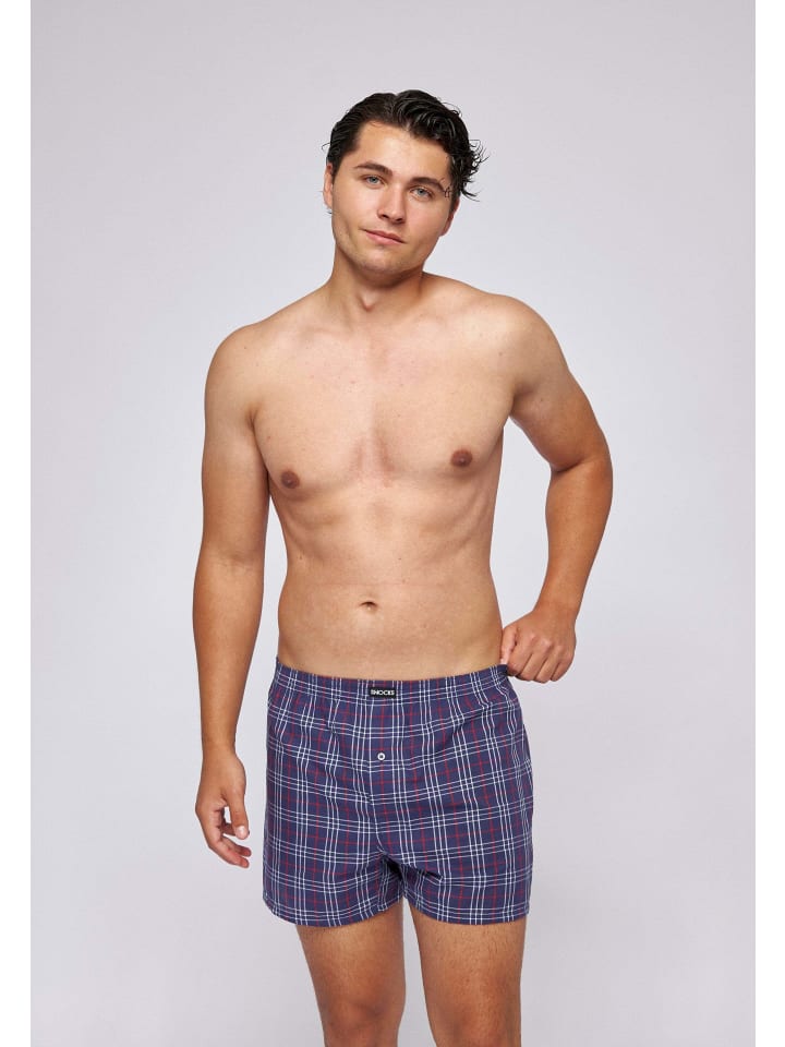 SNOCKS American Woven Boxershorts aus Bio-Baumwolle 3 Stück in Big Check günstig kaufen