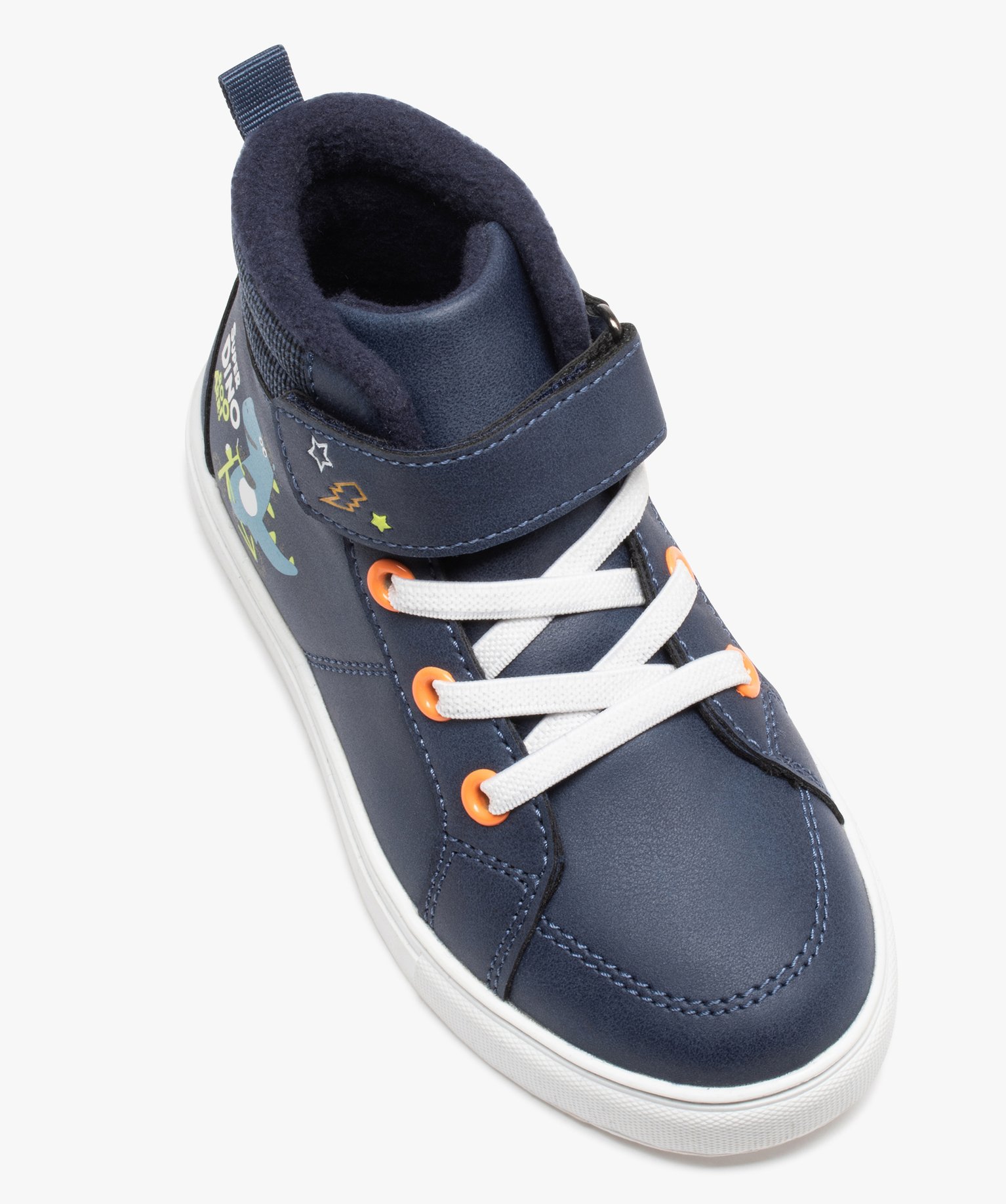 Baskets montantes Garçon à scratch avec col rembourré bleu | GEMO