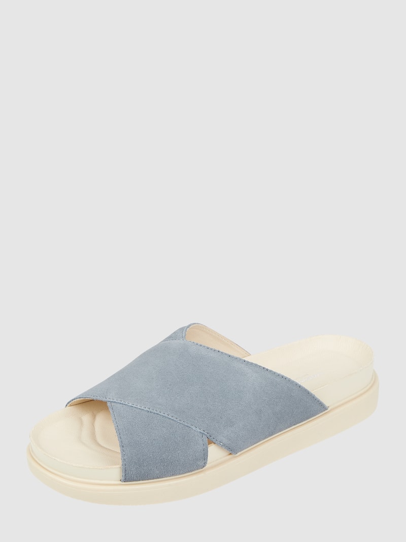 Pantolette aus Veloursleder Modell 'Erin' in hellblau