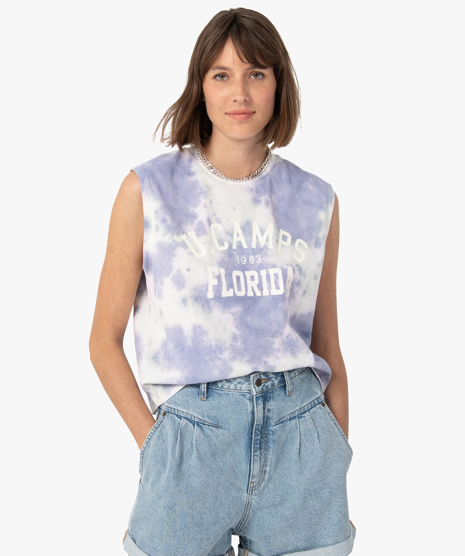 Débardeur femme esprit tie and dye – Camps United bleu | GEMO