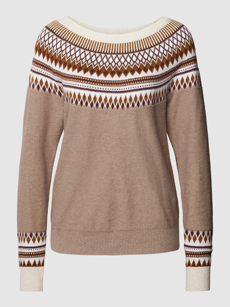 Strickpullover mit Zickzack-Muster in taupe