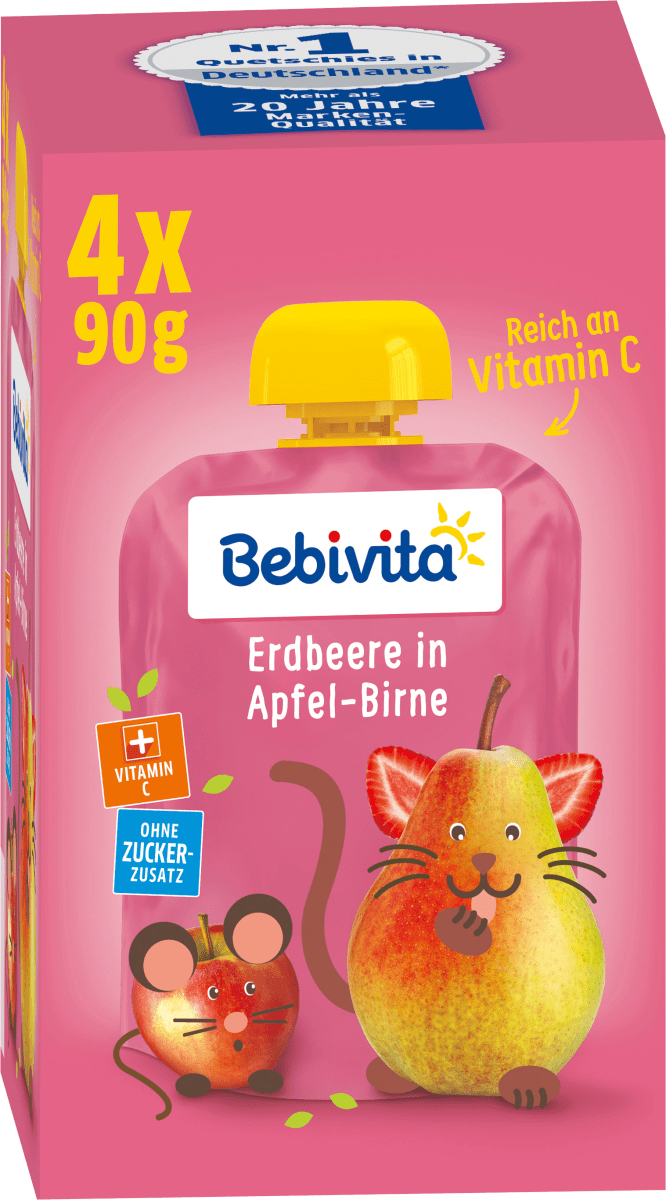 Quetschie Erdbeere in Apfel-Birne, ab 1.Jahr (4x90 g), 360 g