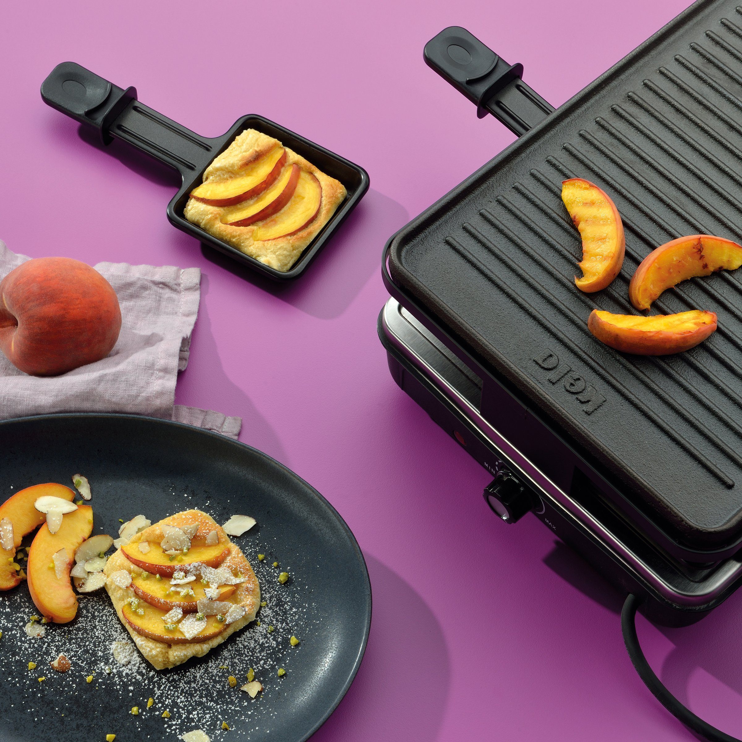 kela Raclette Geneva, 8 Raclettepfännchen, 1200,00 W, 8 Personen, drehbare Grillplatte, stufenlos regulierbar, 2m Kabel