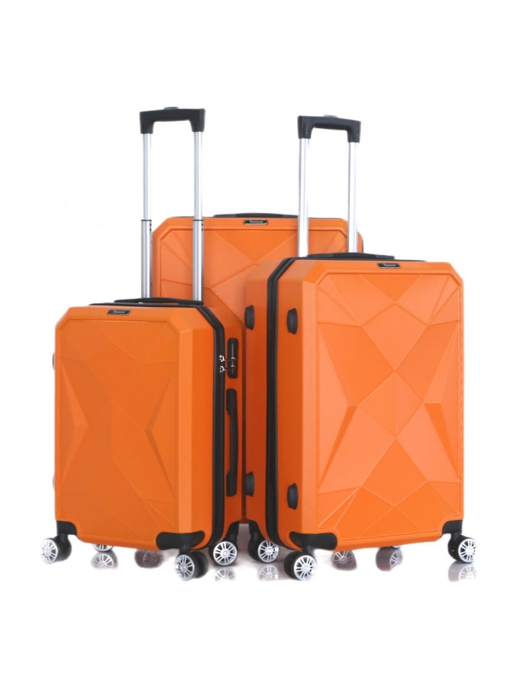 Cheffinger Reisekoffer ABS-03 Koffer 3-teilig Hartschale Trolley Set Kofferset in Orange günstig kaufen onesize