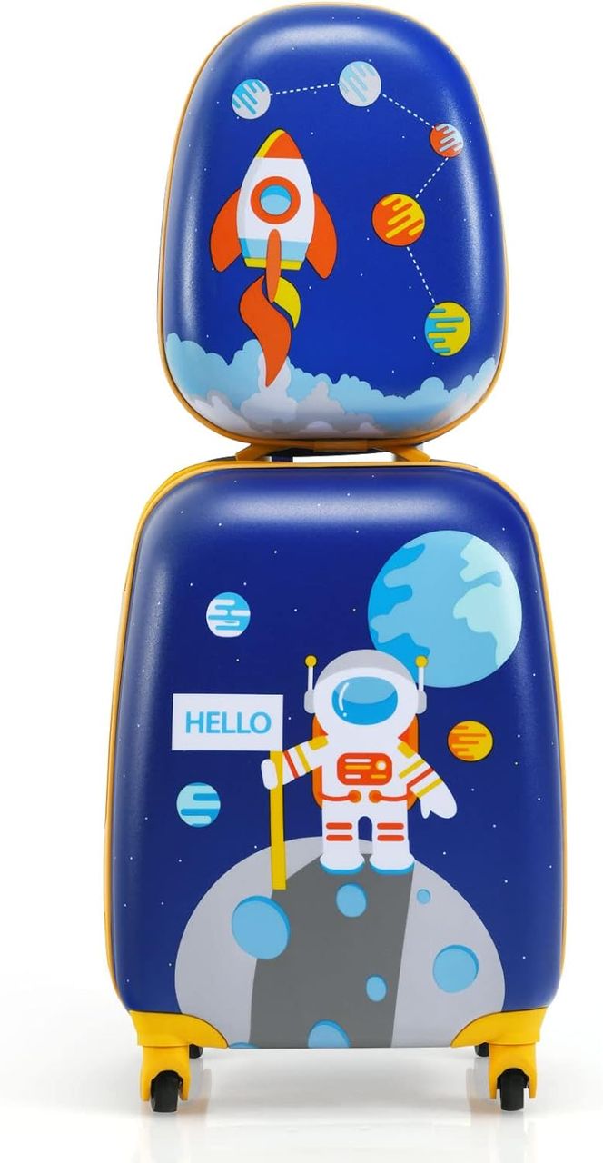 Costway 2tlg Kinderkoffer   Rucksack, Kindertrolley aus Kunststoff